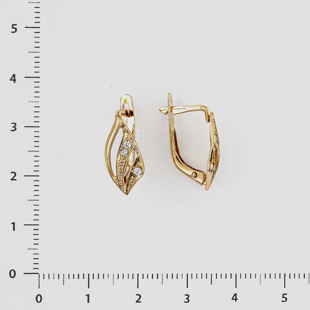 Серьги с фианитом из красного золота 585 пробы