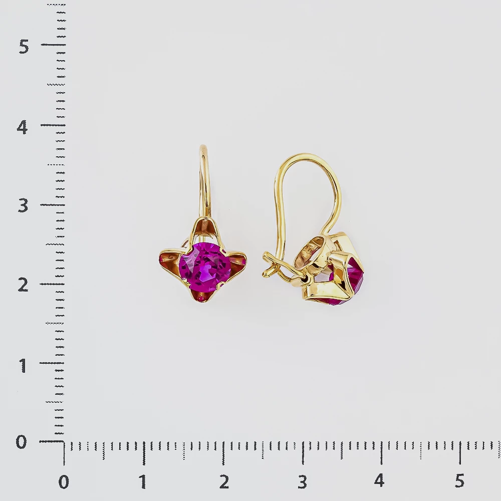 Серьги с фианитом из красного золота 583 пробы