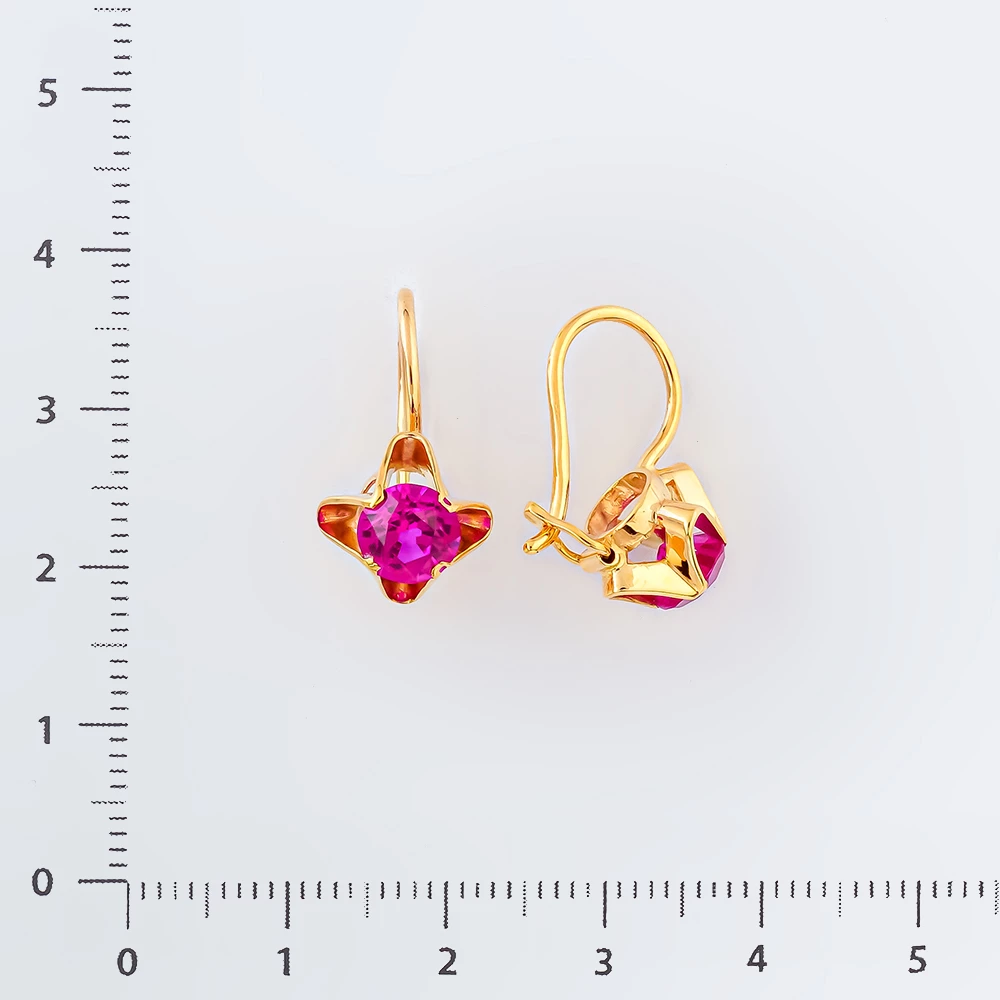 Серьги с фианитом из красного золота 583 пробы