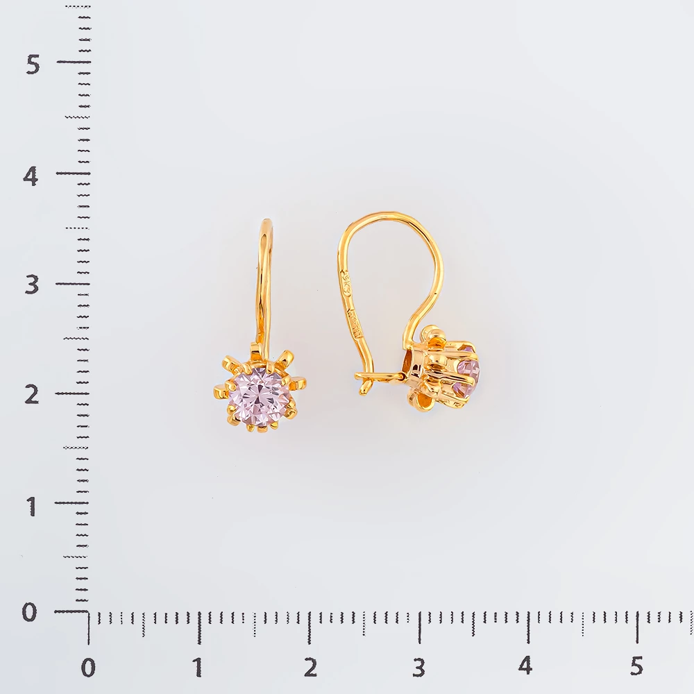 Серьги с фианитом из красного золота 583 пробы