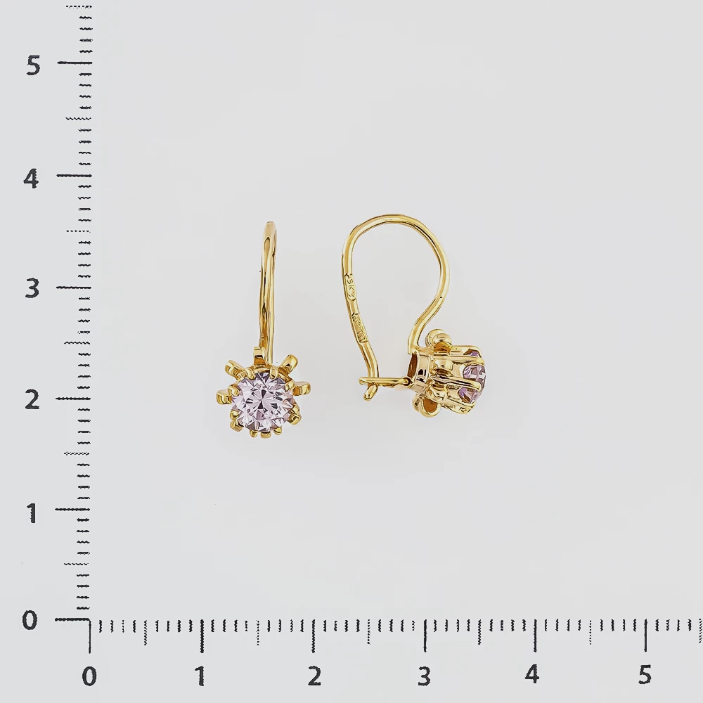 Серьги с фианитом из красного золота 583 пробы