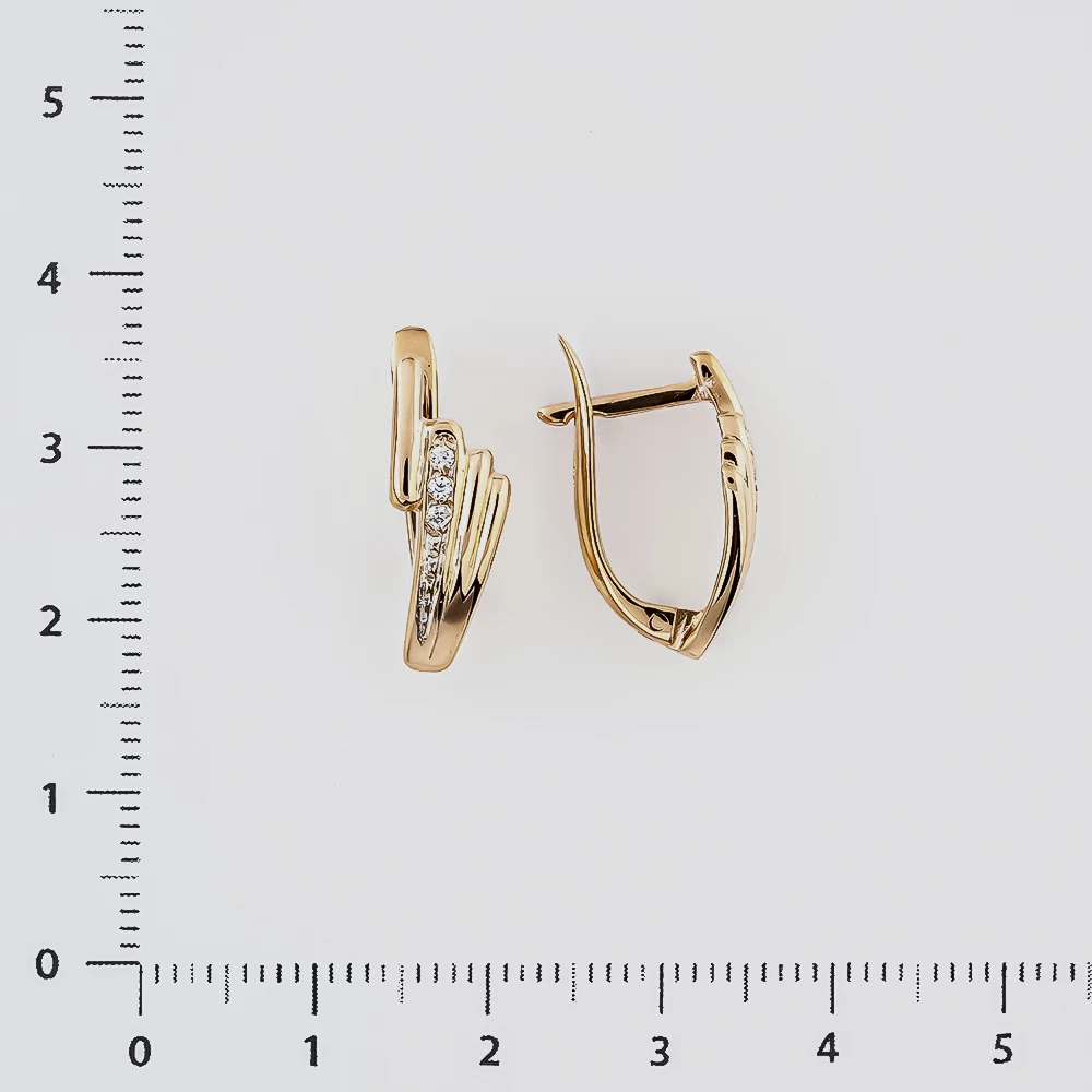 Серьги с фианитом из красного золота 585 пробы
