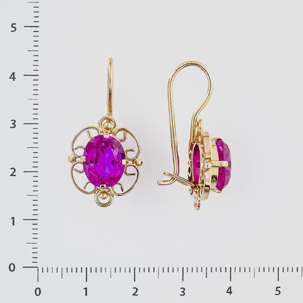 Серьги с фианитом из красного золота 583 пробы