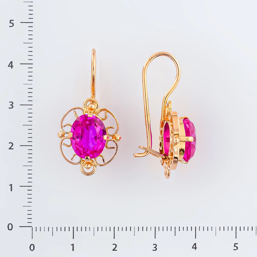 Серьги с фианитом из красного золота 583 пробы