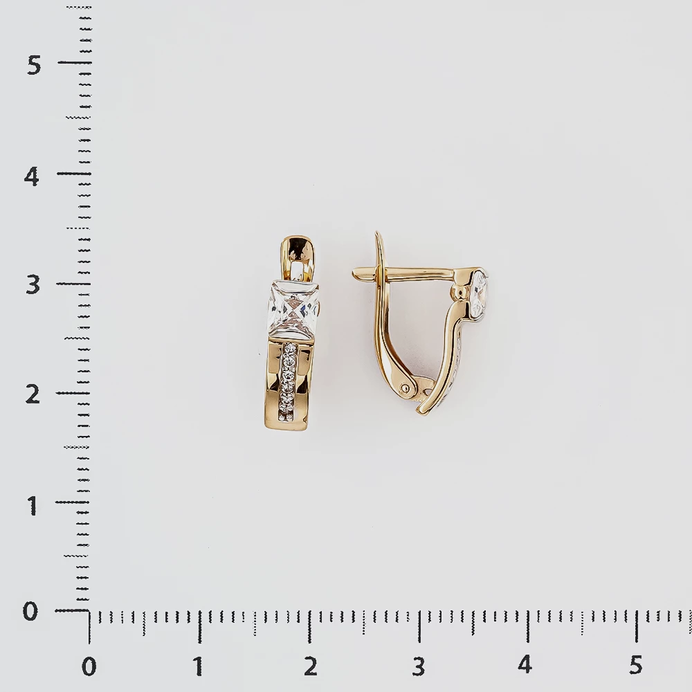 Серьги с фианитом из красного золота 585 пробы