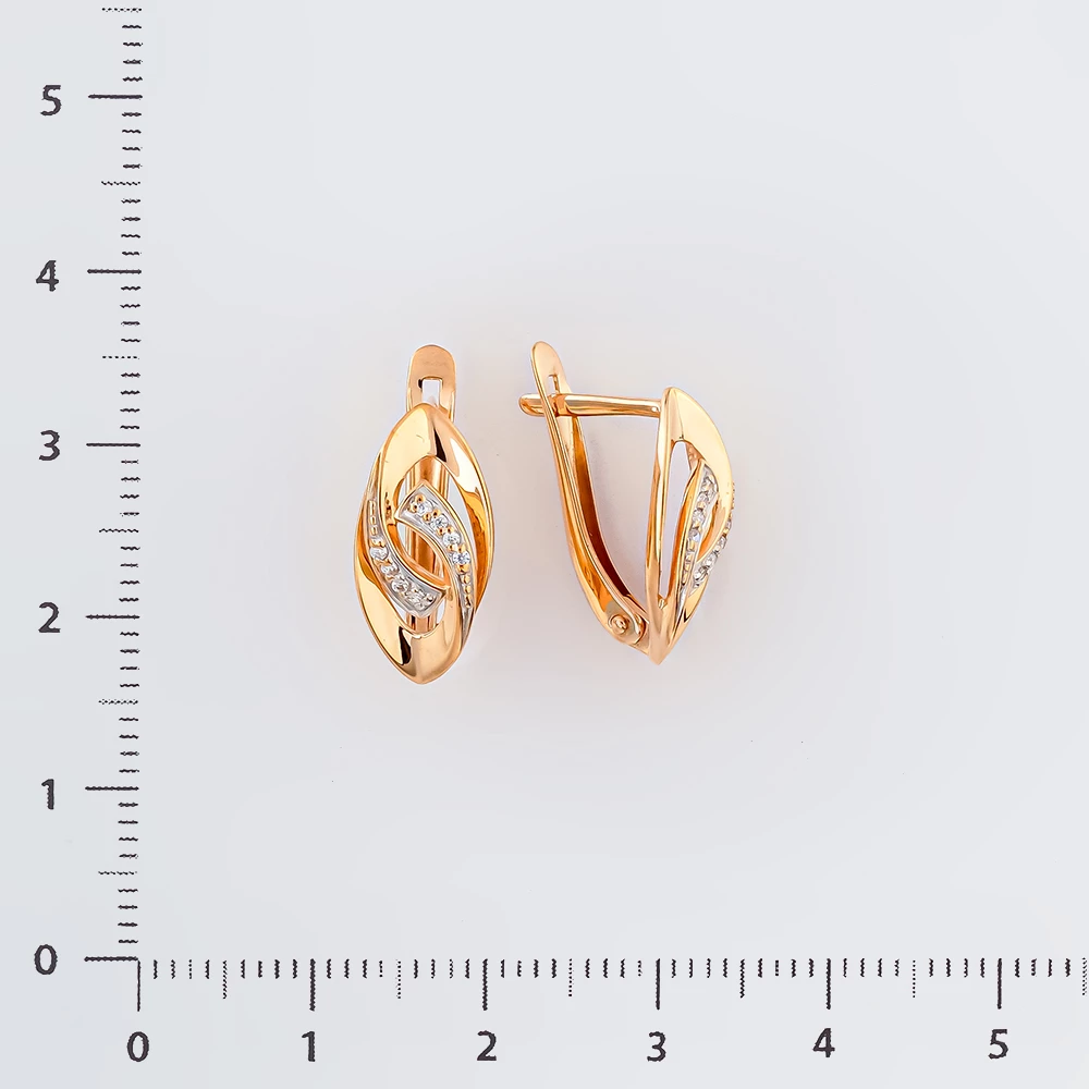 Серьги с фианитом из красного золота 375 пробы