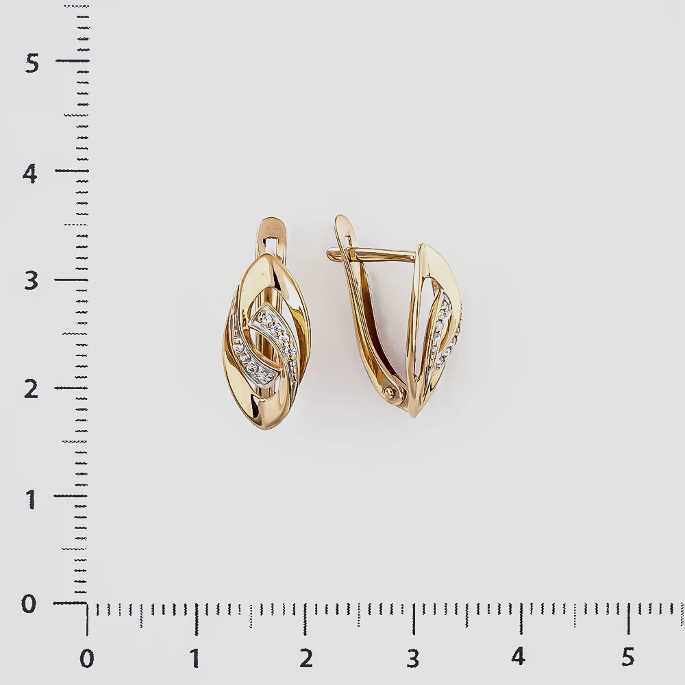 Серьги с фианитом из красного золота 375 пробы