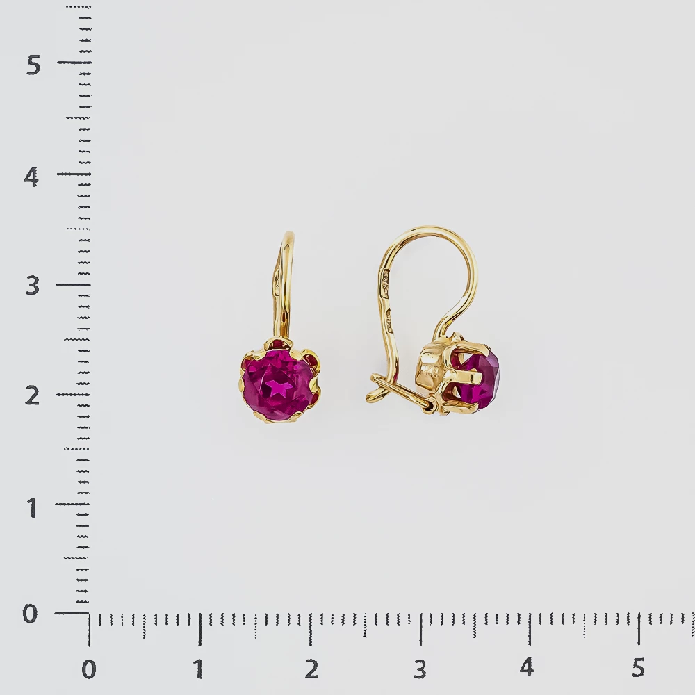 Серьги с фианитом из красного золота 583 пробы