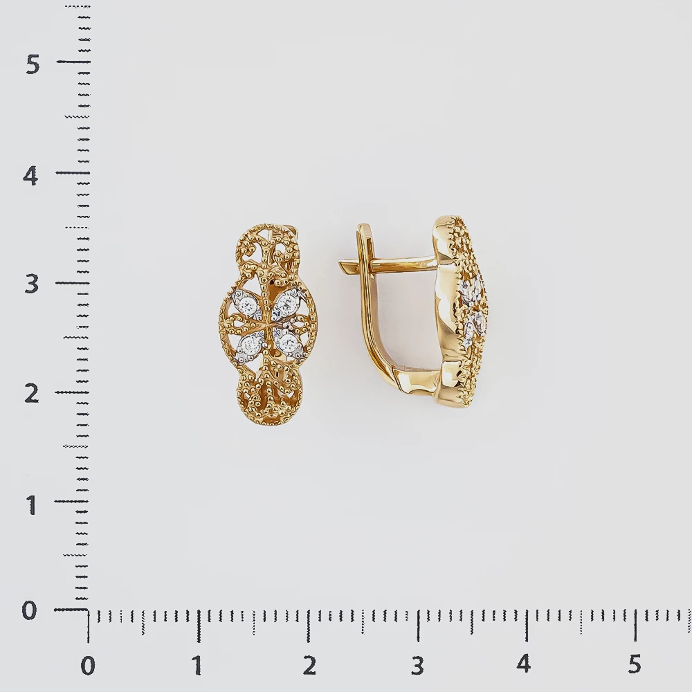 Серьги с фианитом из красного золота 585 пробы