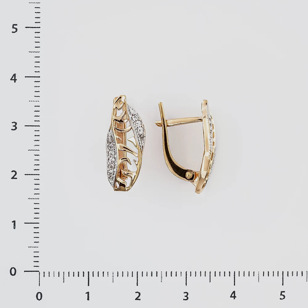 Серьги с фианитом из красного золота 585 пробы