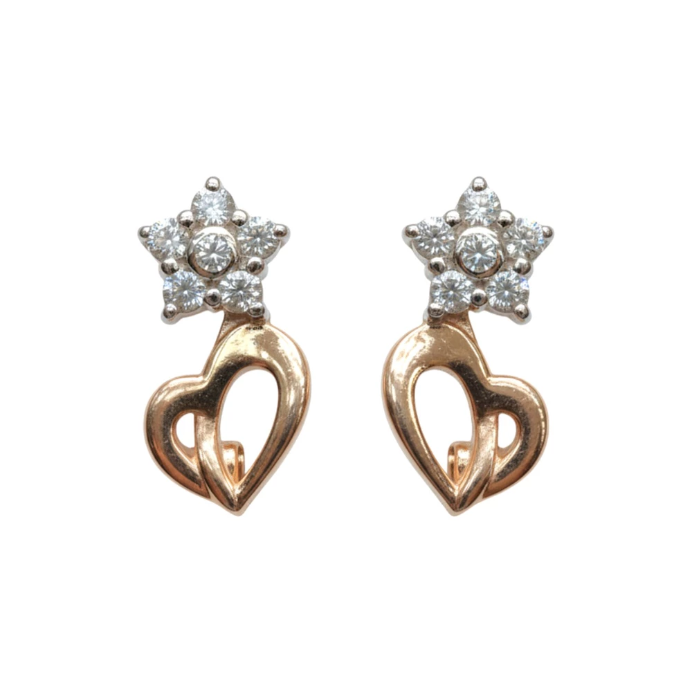 Серьги с фианитом из красного золота 585 пробы