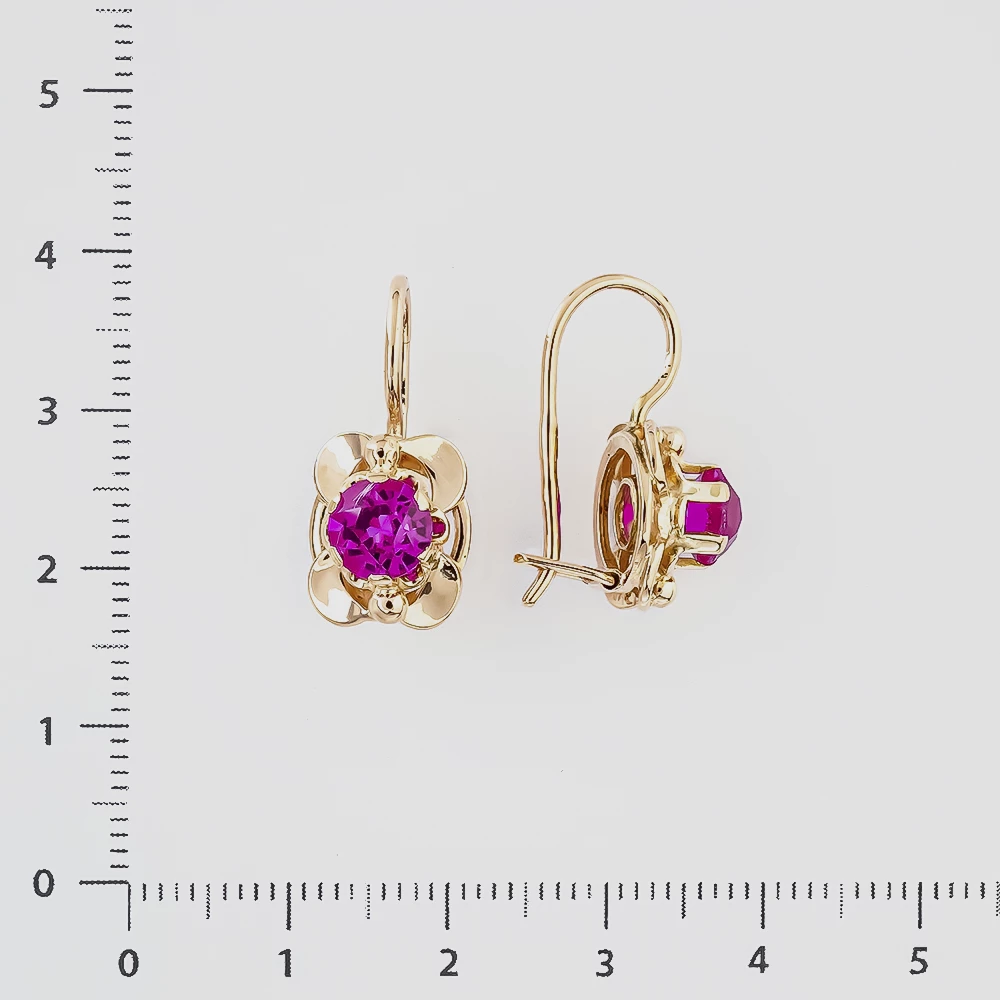 Серьги с фианитом из красного золота 583 пробы