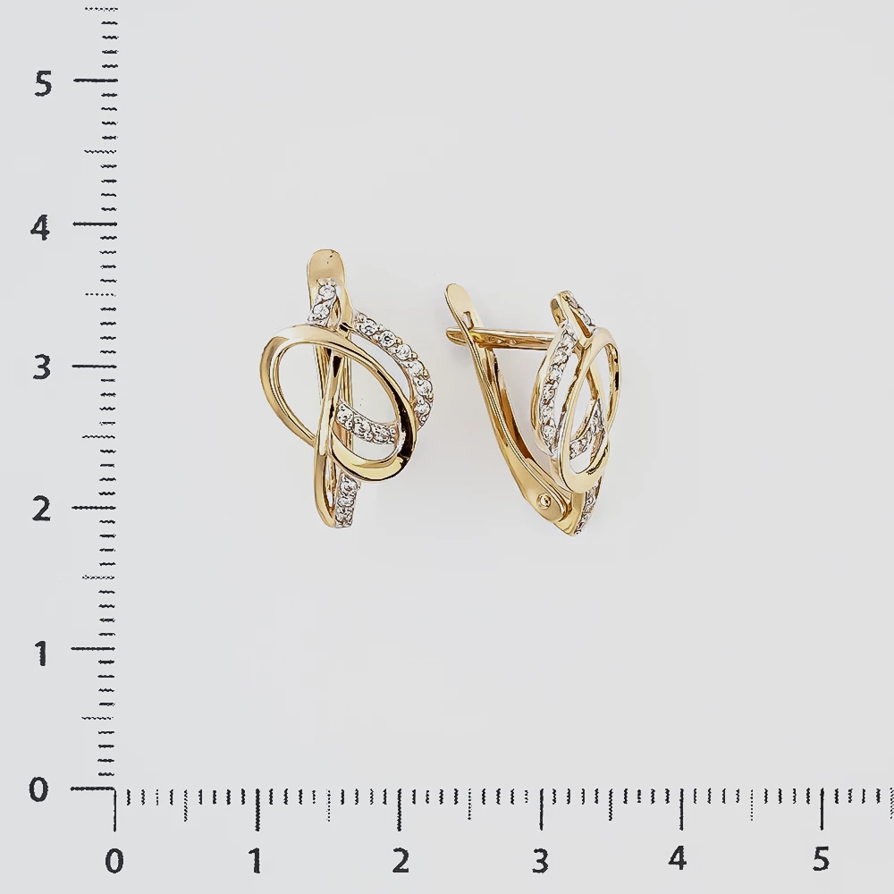 Серьги с фианитом из красного золота 585 пробы