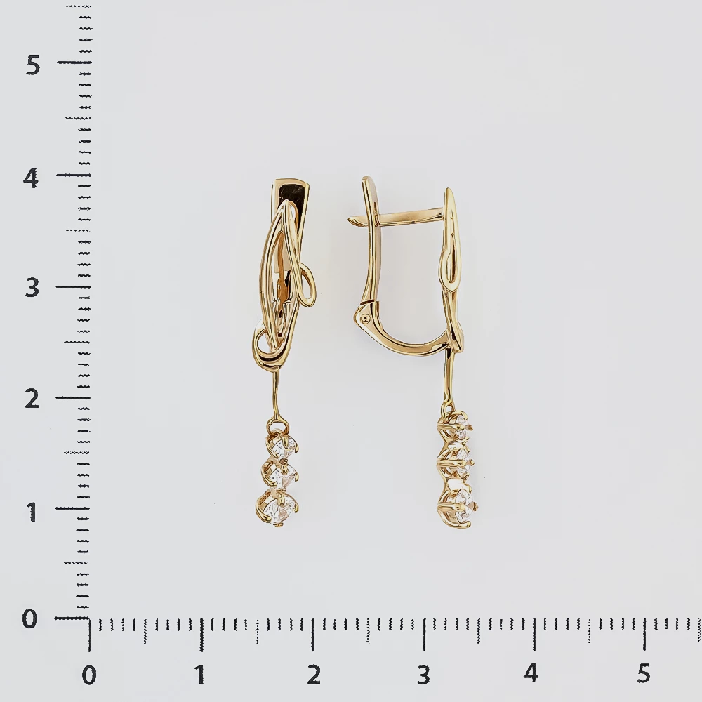 Серьги с фианитом из красного золота 585 пробы