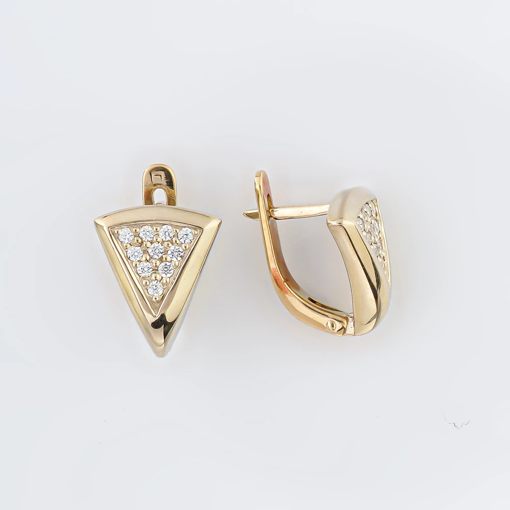 Серьги с фианитом из белого золота 585 пробы