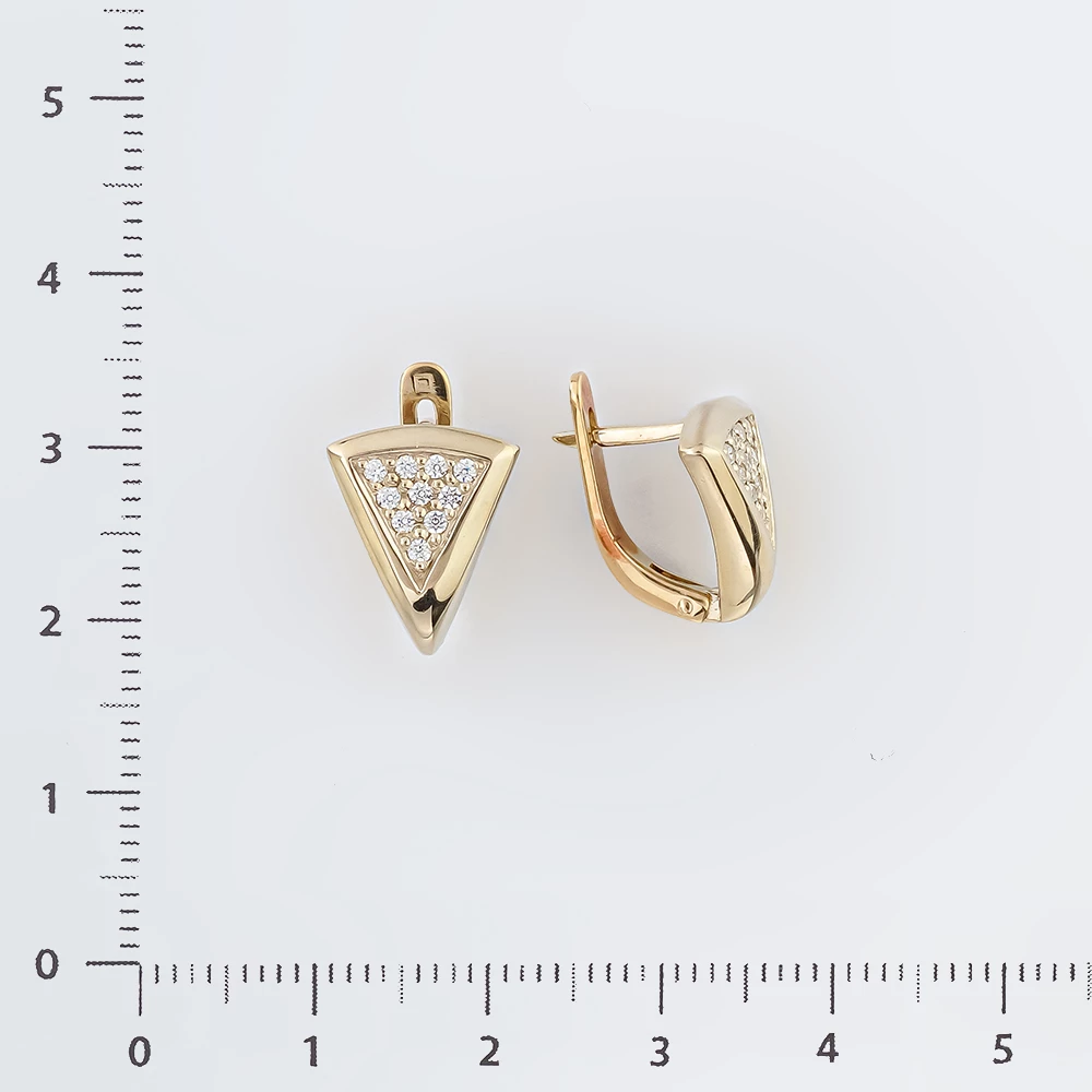 Серьги с фианитом из белого золота 585 пробы