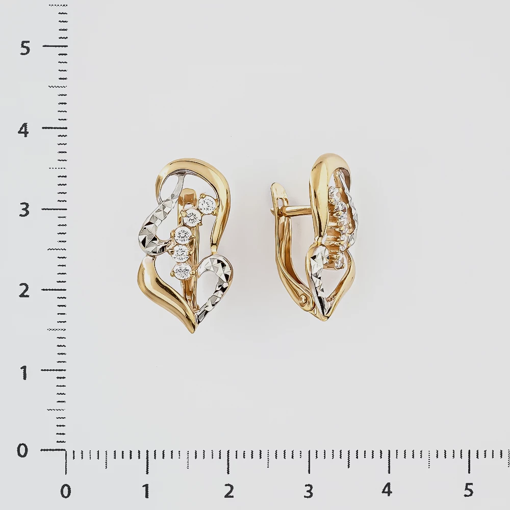 Серьги с фианитом из красного золота 585 пробы