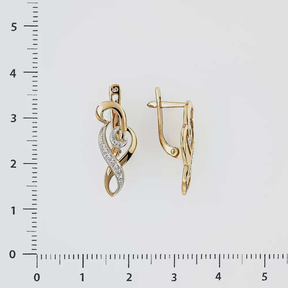 Серьги с фианитом из красного золота 585 пробы