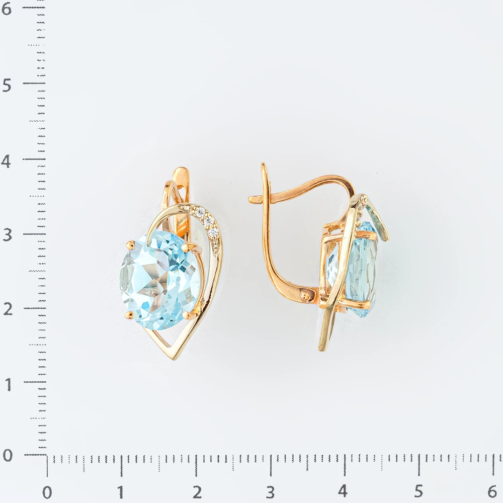 Серьги с топазом из красного золота 585 пробы