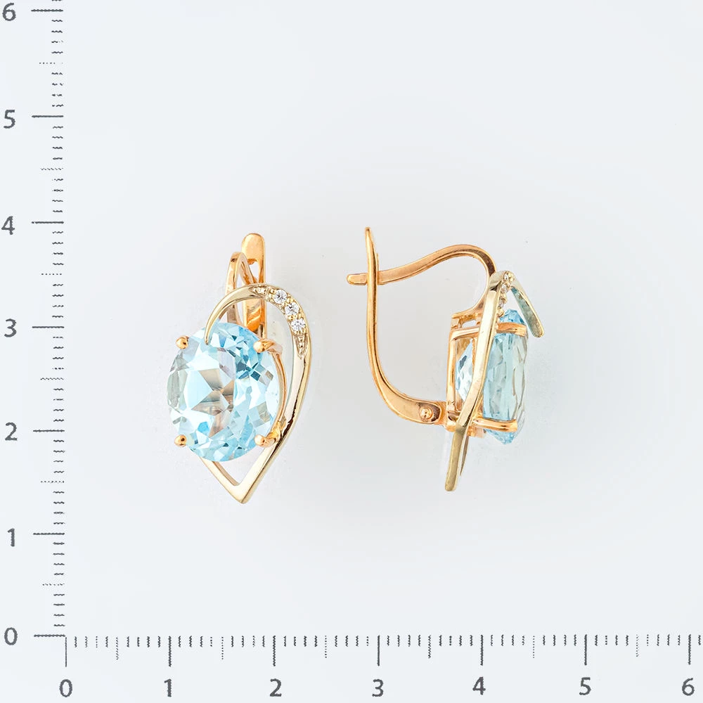 Серьги с топазом из красного золота 585 пробы