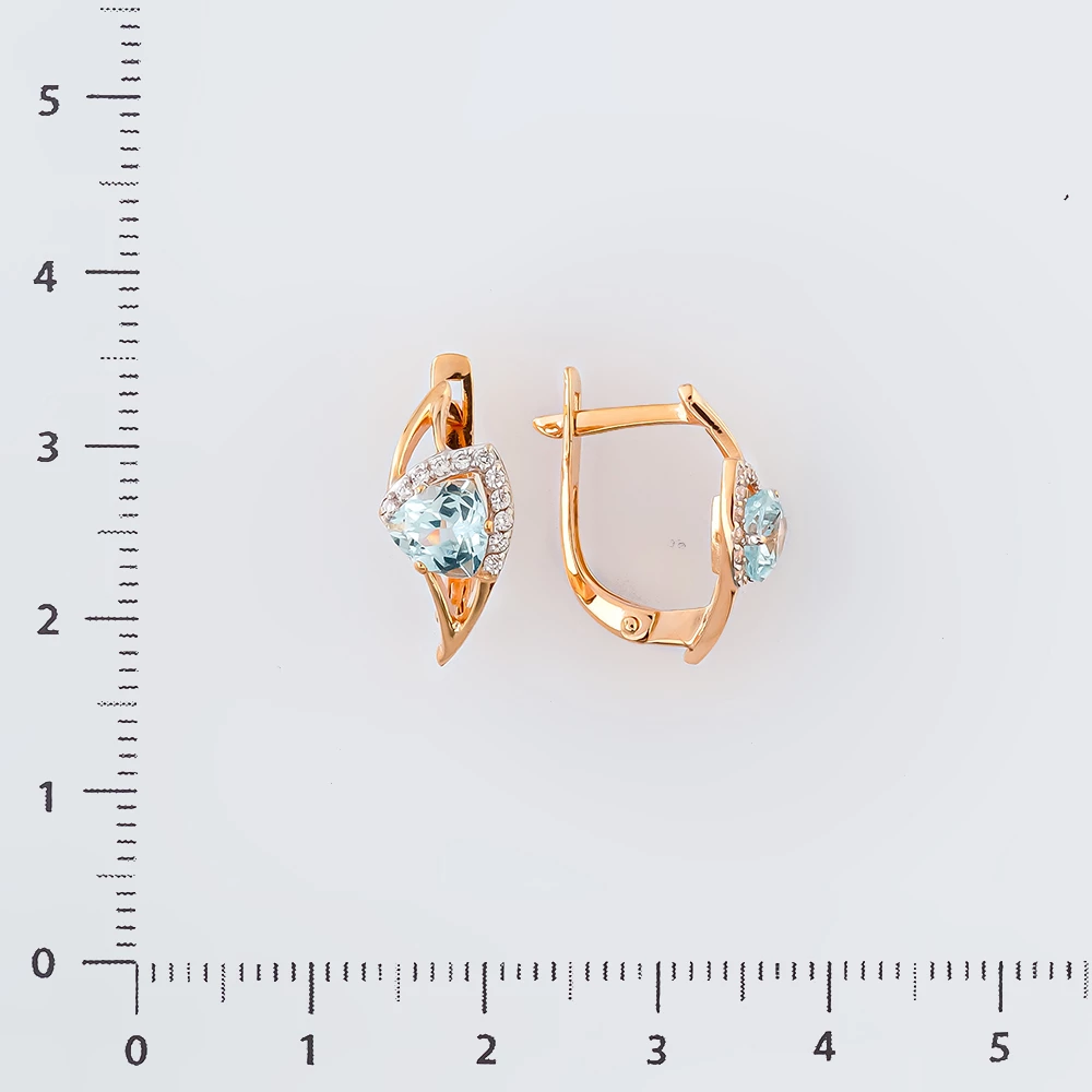 Серьги с топазом из красного золота 585 пробы