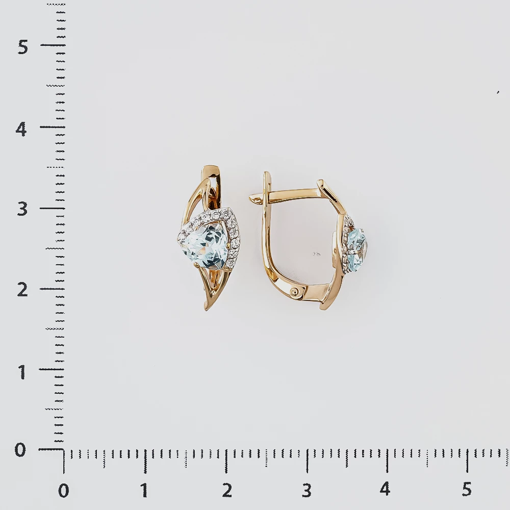 Серьги с топазом из красного золота 585 пробы
