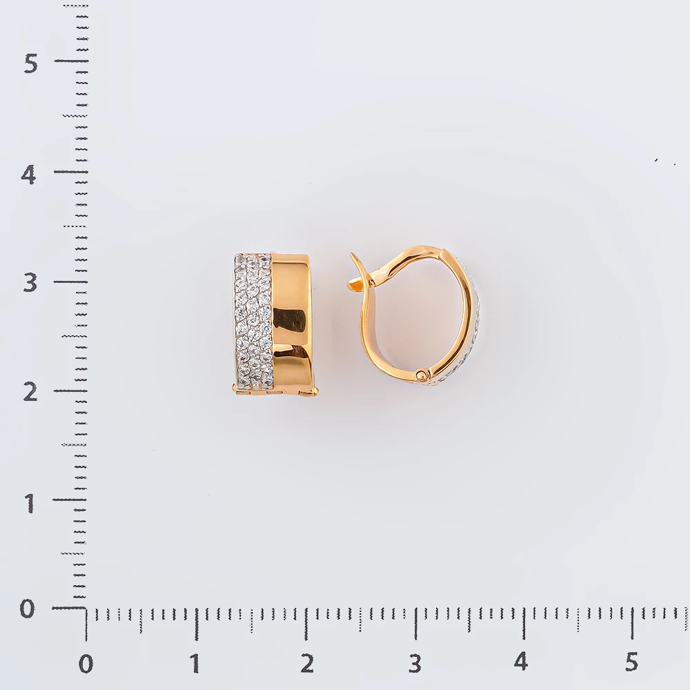 Серьги с фианитом из красного золота 585 пробы