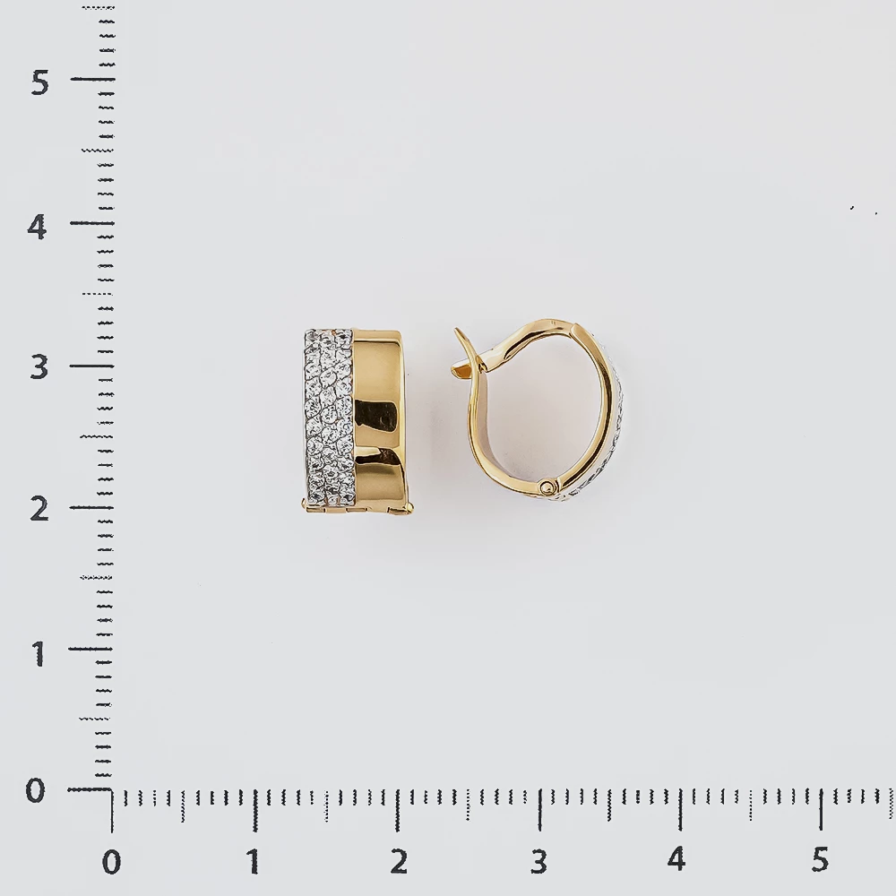 Серьги с фианитом из красного золота 585 пробы