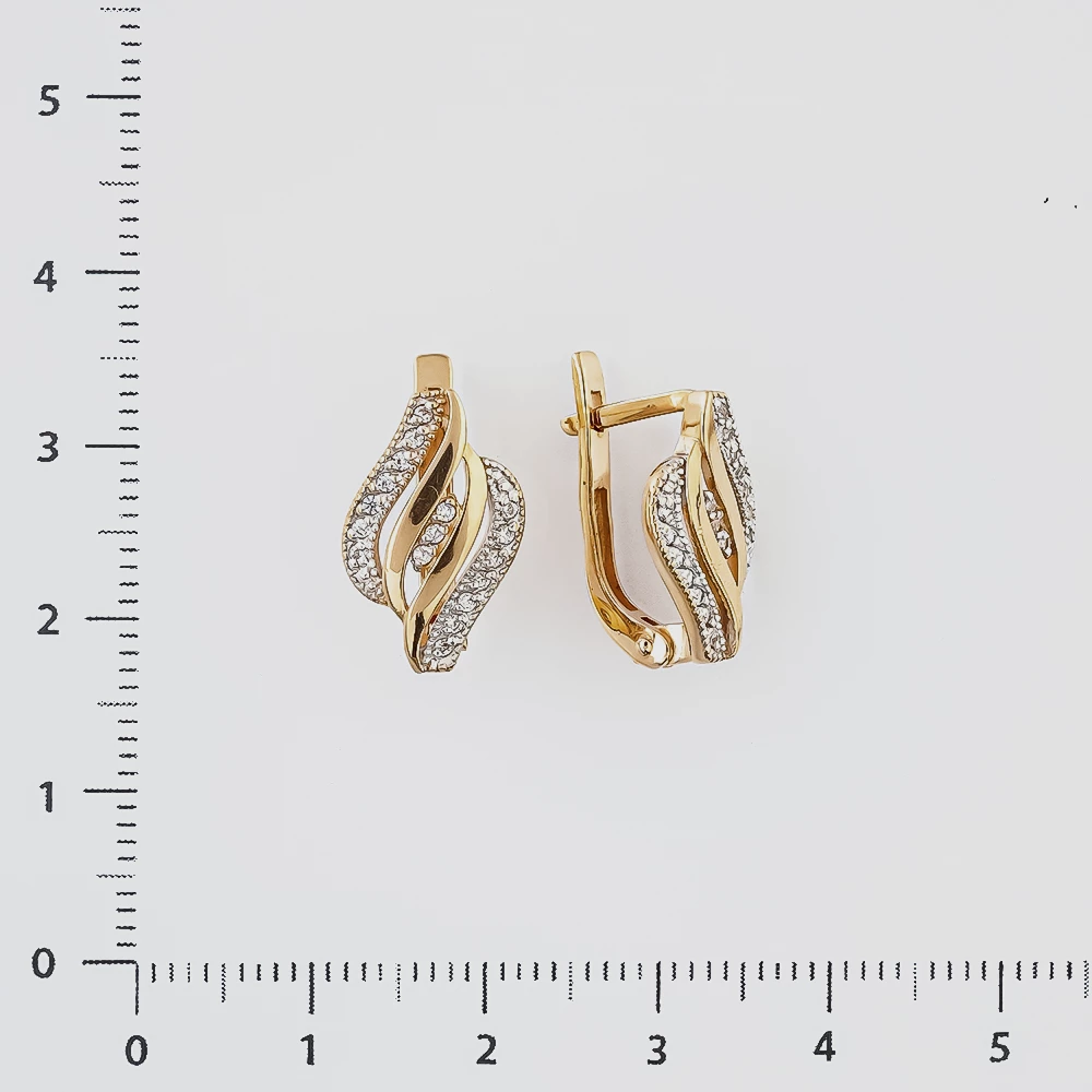 Серьги с фианитом из красного золота 585 пробы