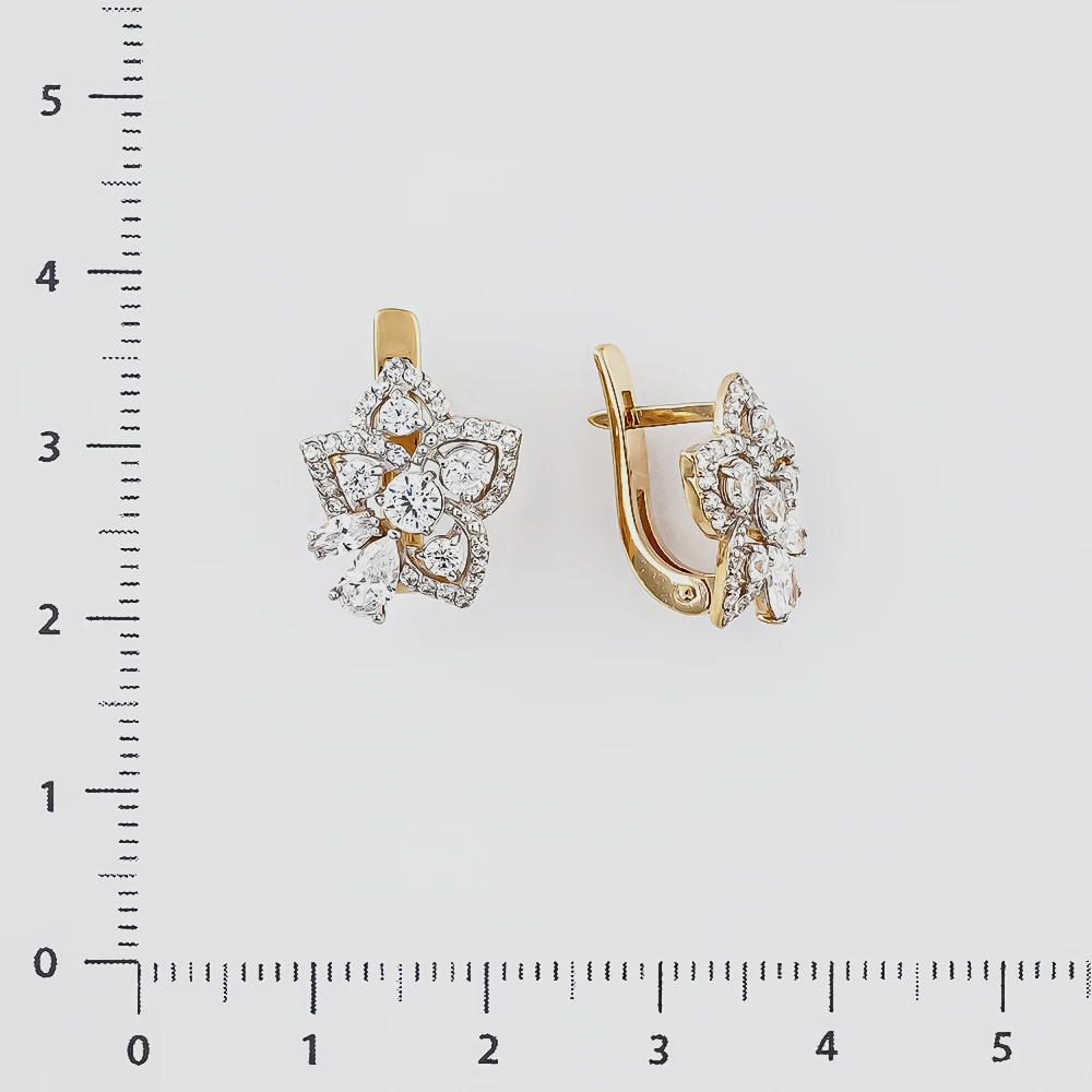 Серьги с фианитом из красного золота 585 пробы