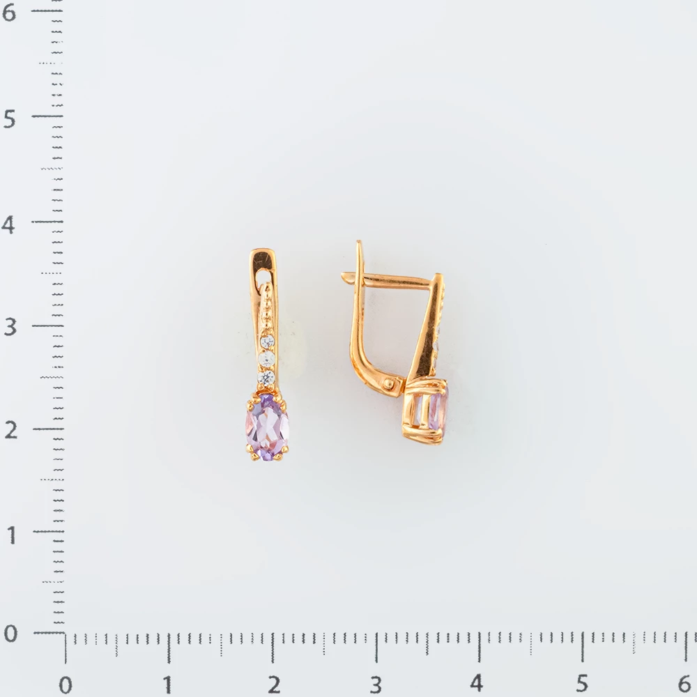 Серьги с аметистом из красного золота 585 пробы