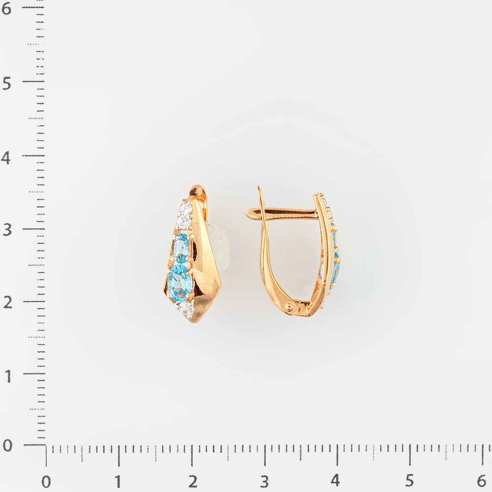 Серьги с топазом из красного золота 585 пробы