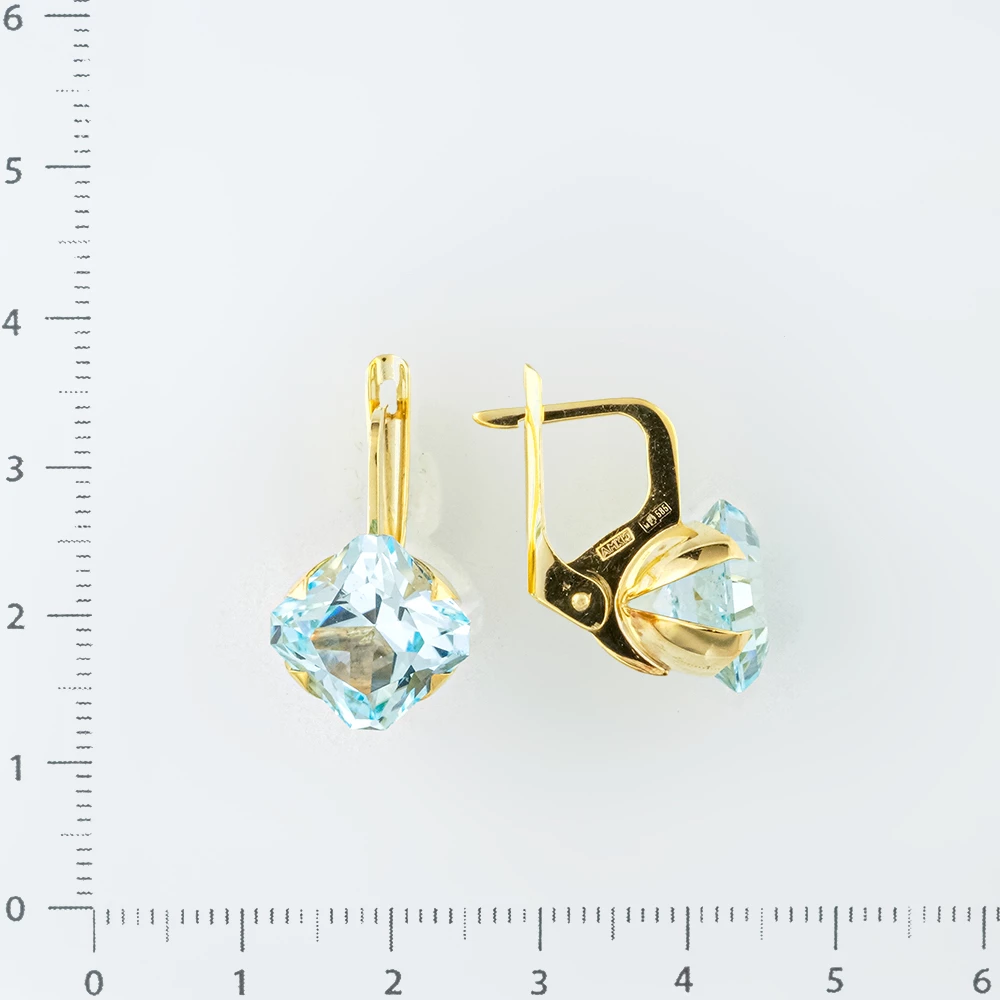 Серьги с топазом из желтого золота 585 пробы