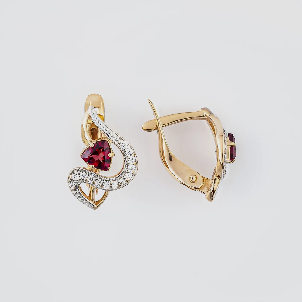 Серьги с ситаллом из красного золота 585 пробы