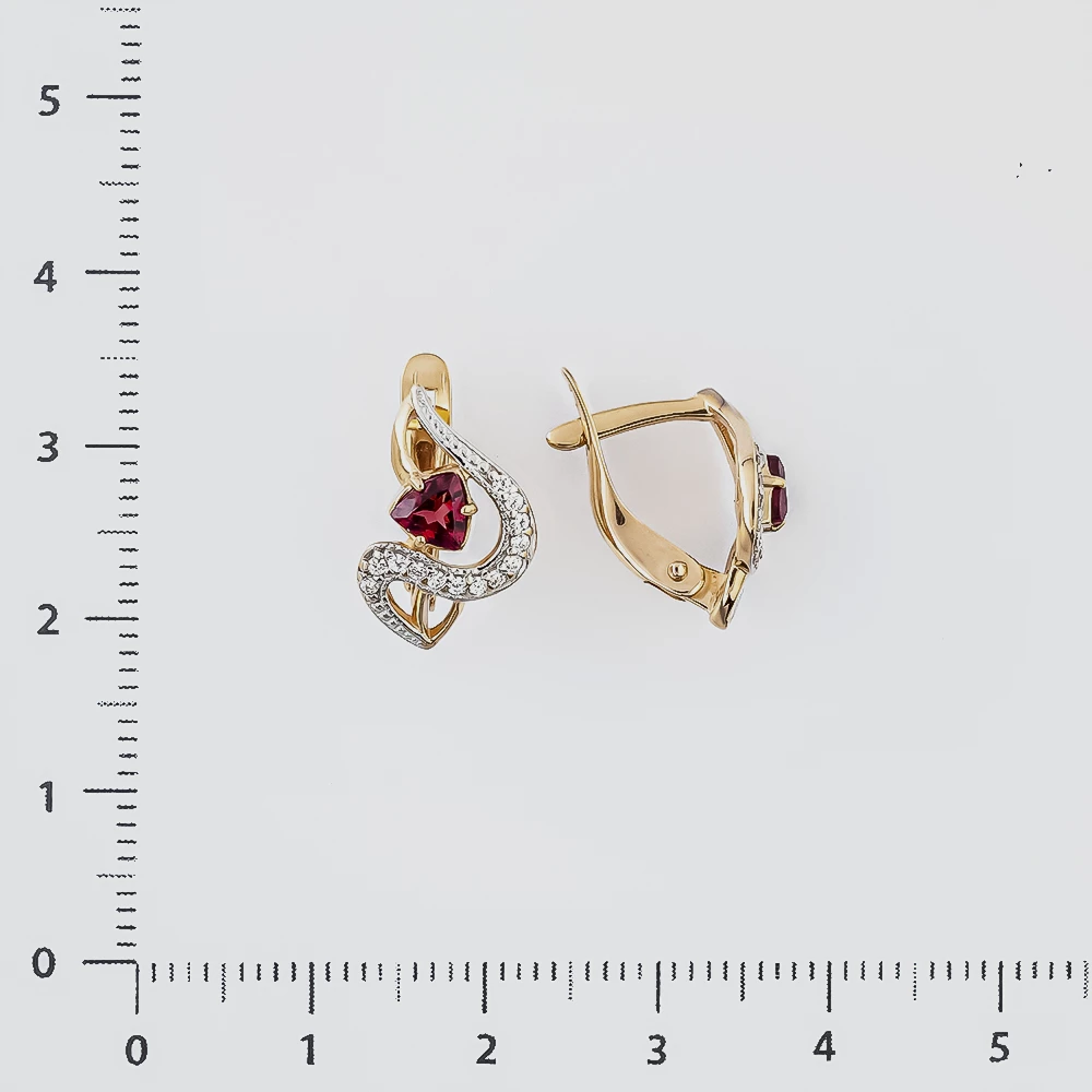 Серьги с ситаллом из красного золота 585 пробы