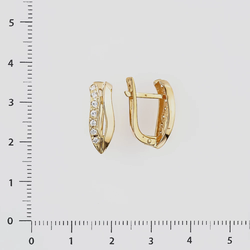 Серьги с фианитом из красного золота 585 пробы
