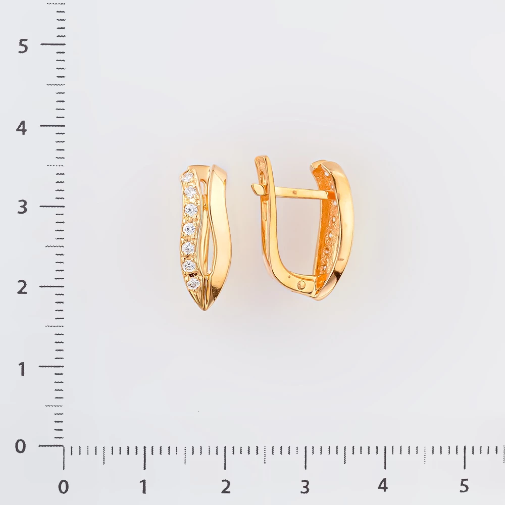 Серьги с фианитом из красного золота 585 пробы