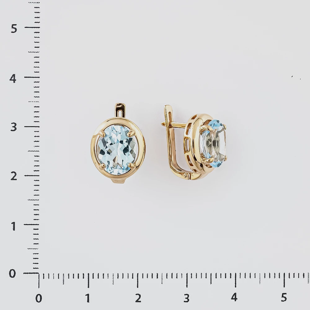 Серьги с топазом из красного золота 585 пробы