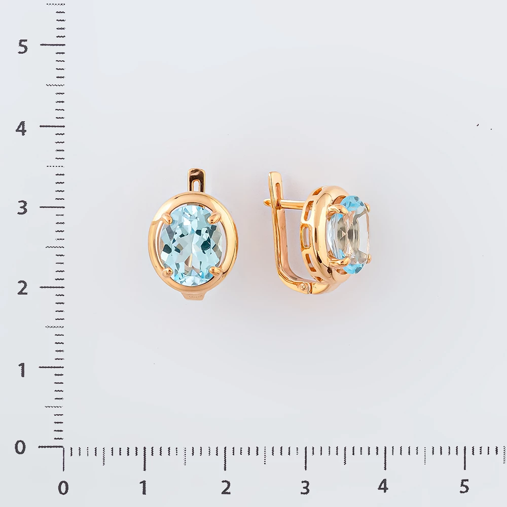 Серьги с топазом из красного золота 585 пробы