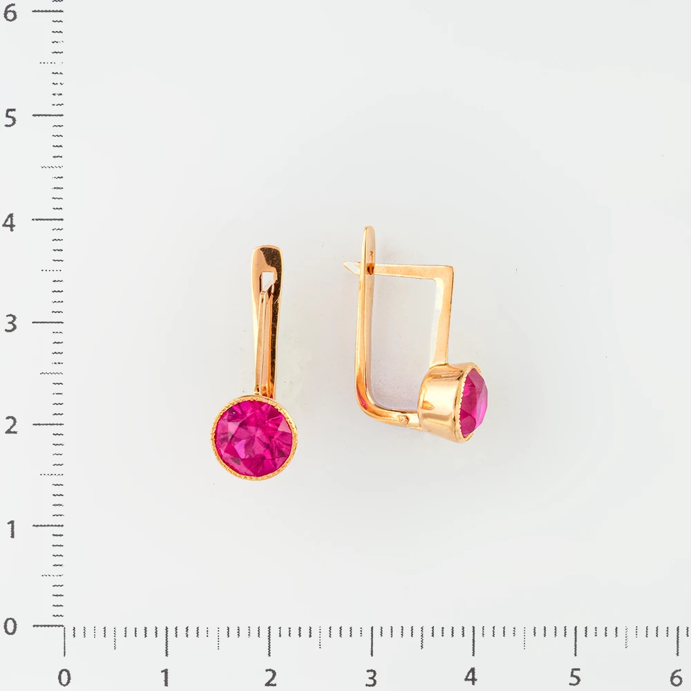 Серьги с фианитом из красного золота 583 пробы