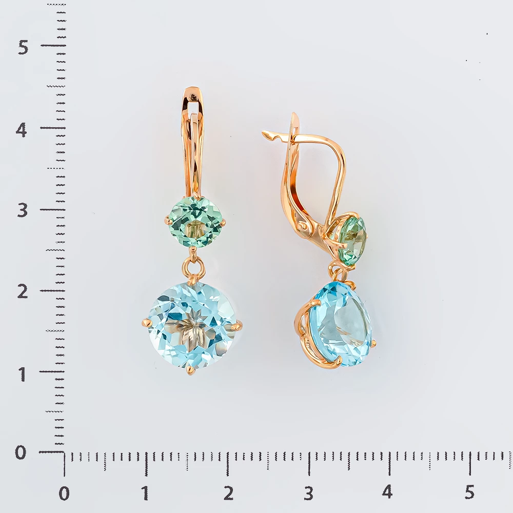 Серьги с топазом из красного золота 585 пробы