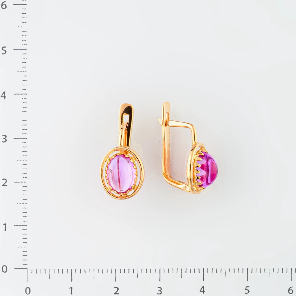 Серьги с фианитом из красного золота 583 пробы