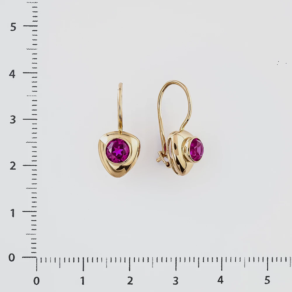 Серьги с фианитом из красного золота 583 пробы