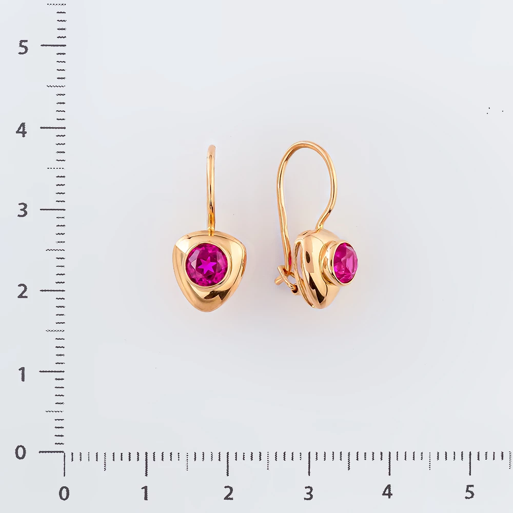Серьги с фианитом из красного золота 583 пробы