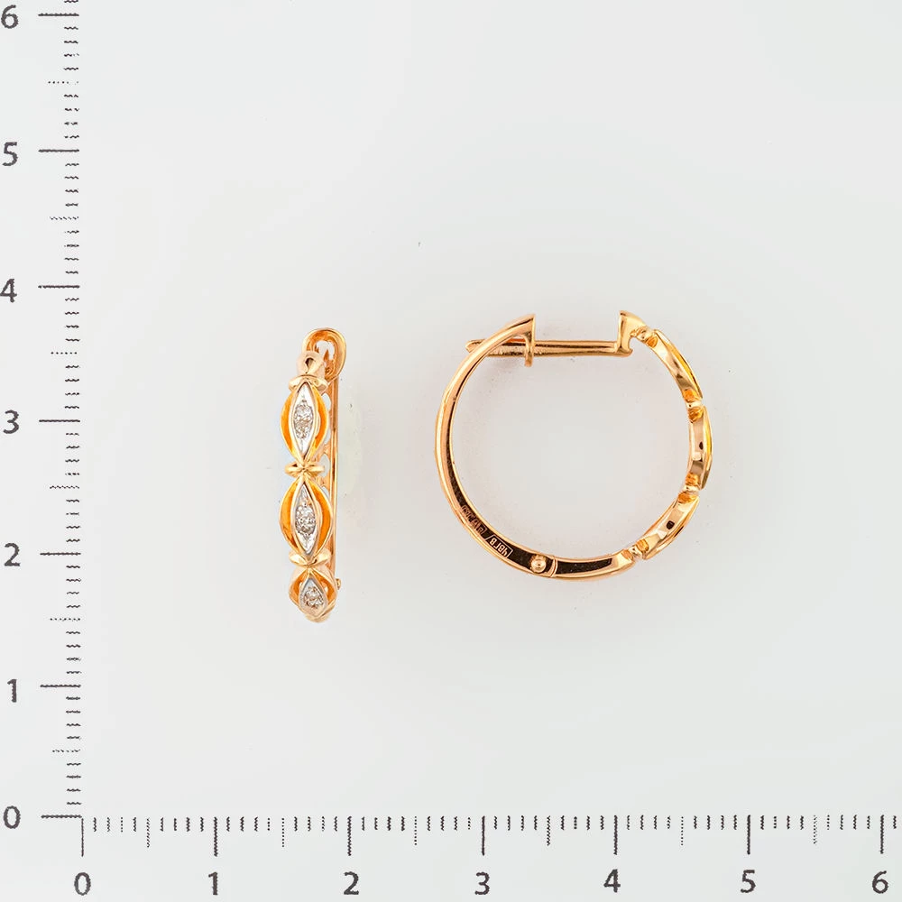 Серьги конго с бриллиантом из красного золота 585 пробы