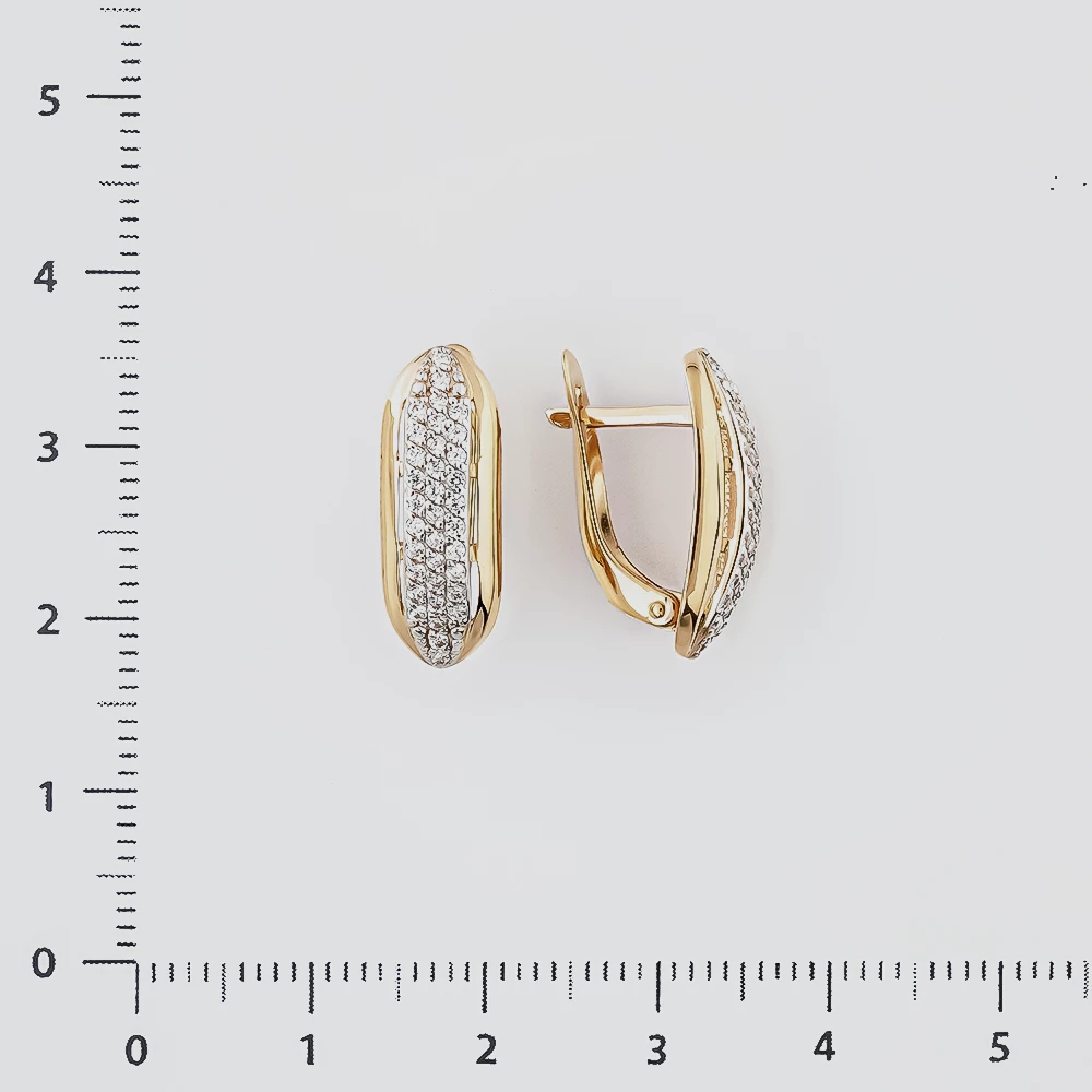 Серьги с фианитом из красного золота 585 пробы