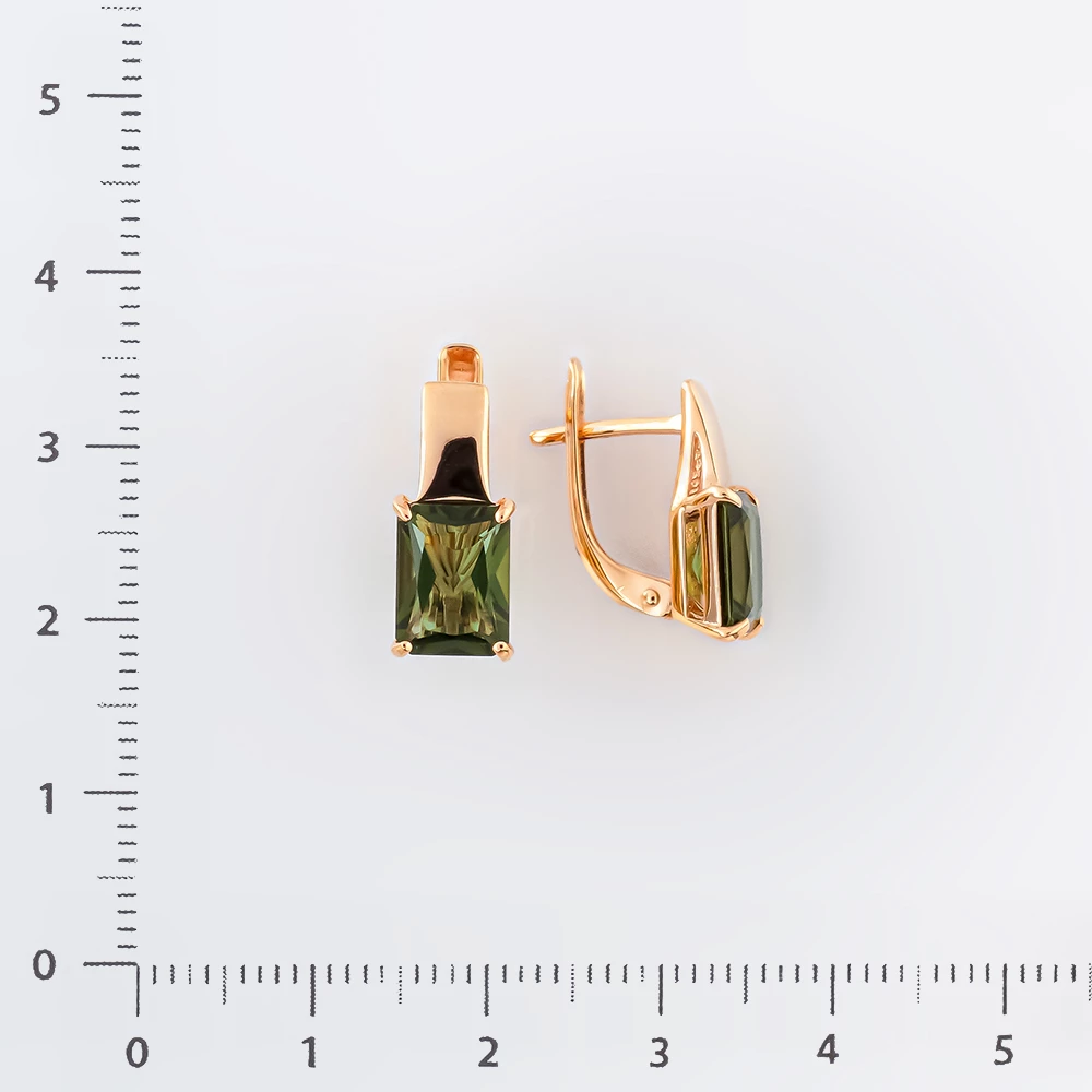 Серьги с ситаллом из красного золота 585 пробы