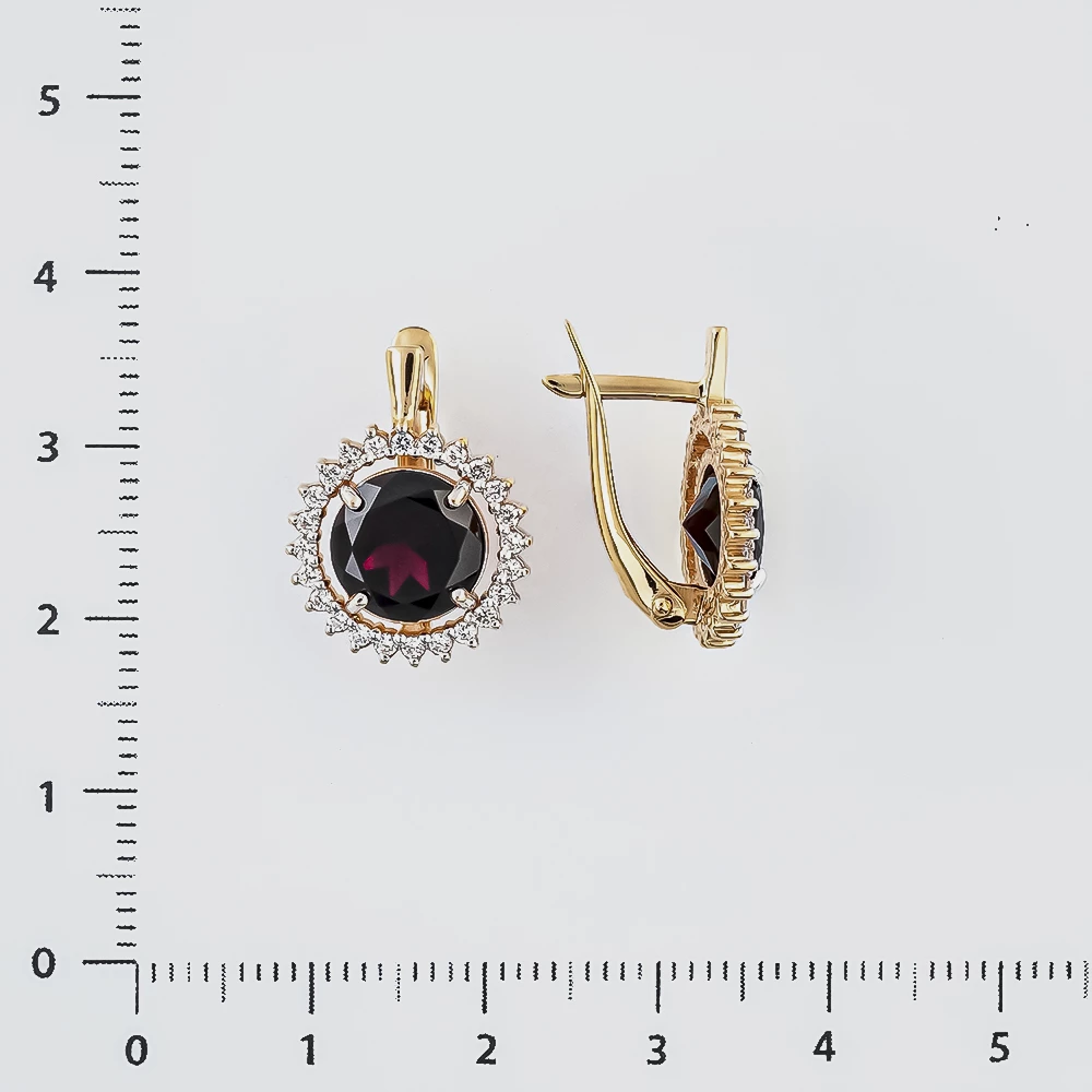 Серьги с гранатом из красного золота 585 пробы