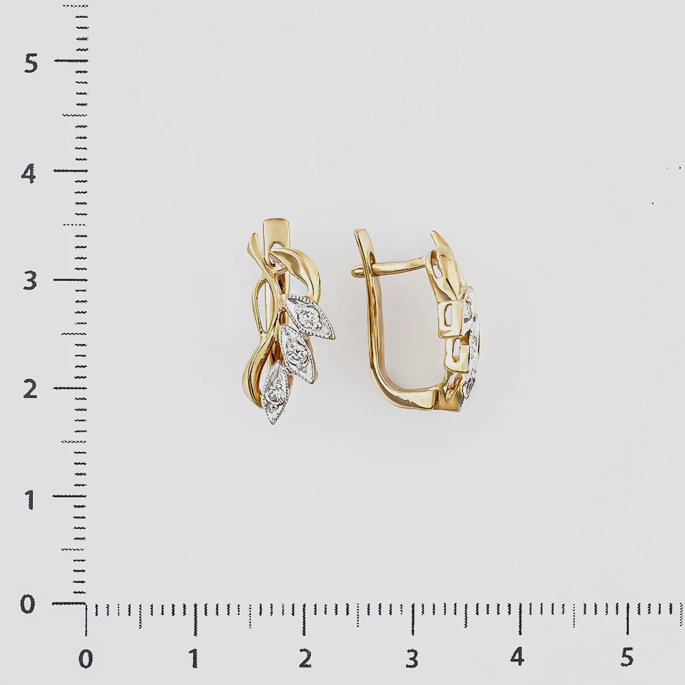 Серьги с фианитом из красного золота 585 пробы
