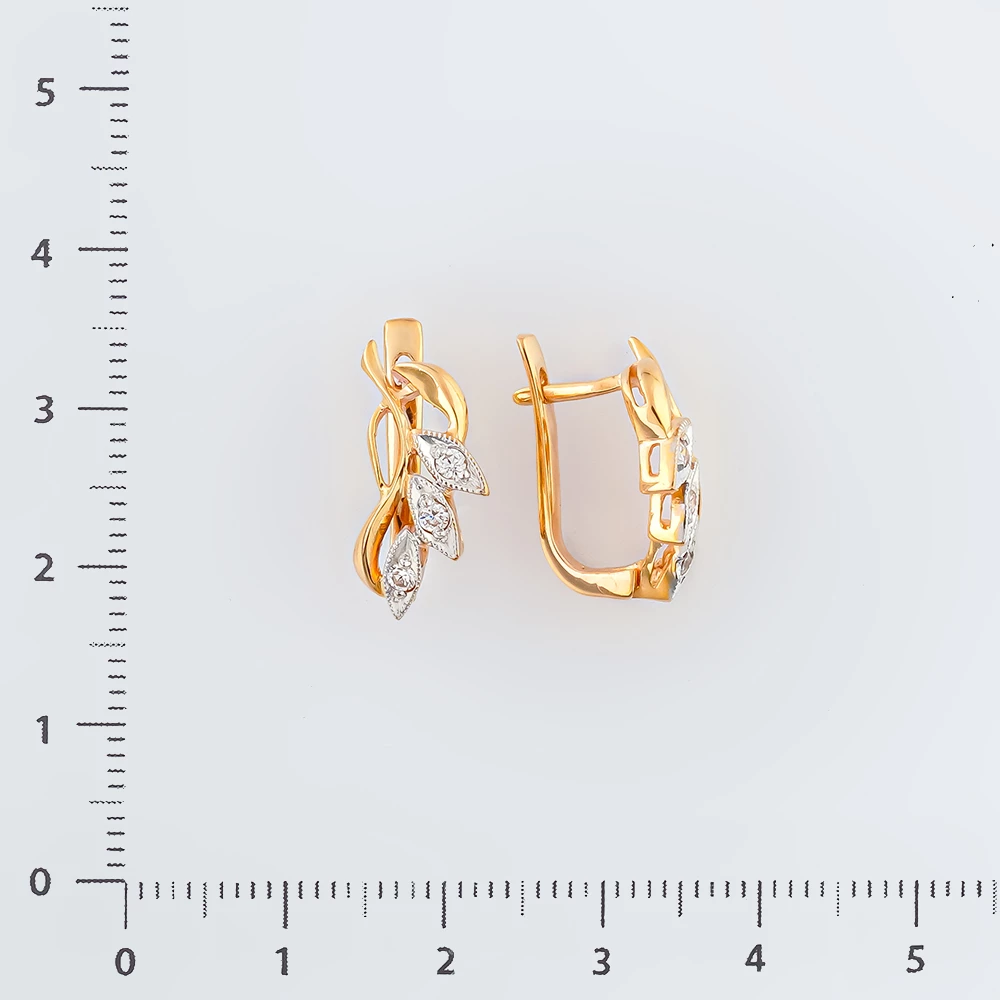 Серьги с фианитом из красного золота 585 пробы